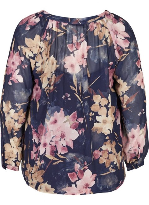 ZIZZI GRANATOWA BLUZKA W KWIATY MGIEŁKA 330C ZIZZI GRANATOWA BLUZKA W KWIATY MGIEŁKA 330C