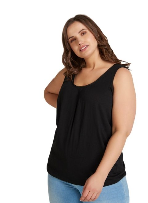 ZIZZI CZARNY TOP ŚCIĄGACZ BAWEŁNA 013B ZIZZI CZARNY TOP ŚCIĄGACZ BAWEŁNA 013B