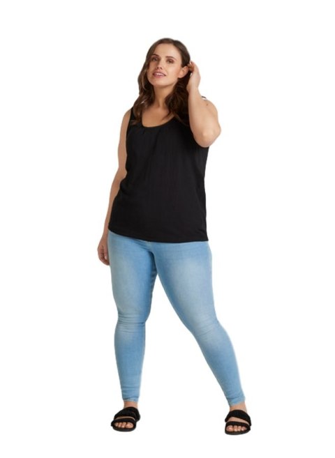 ZIZZI CZARNY TOP ŚCIĄGACZ BAWEŁNA 013B ZIZZI CZARNY TOP ŚCIĄGACZ BAWEŁNA 013B