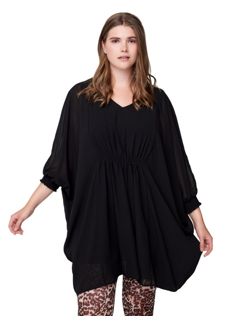 ZIZZI ELEGANCKA ZWIEWNA CZARNA TUNIKA 165C ZIZZI ELEGANCKA ZWIEWNA CZARNA TUNIKA 165C