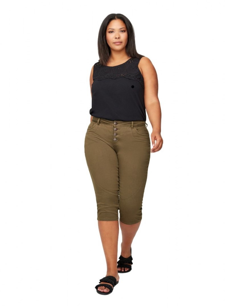 ZIZZI SPODNIE RYBACZKI KHAKI GUZIKI 432A ZIZZI SPODNIE RYBACZKI KHAKI GUZIKI 432A