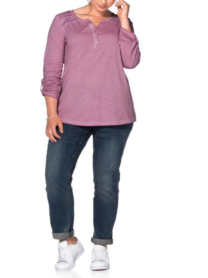 SHEEGO KLASYCZNA BLUZKA HENLEY RÓŻ SH111 SHEEGO KLASYCZNA BLUZKA HENLEY RÓŻ SH111