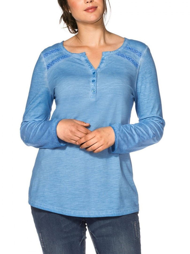 SHEEGO KLASYCZNA BLUZKA HENLEY BŁĘKIT SH110 SHEEGO KLASYCZNA BLUZKA HENLEY BŁĘKIT SH110