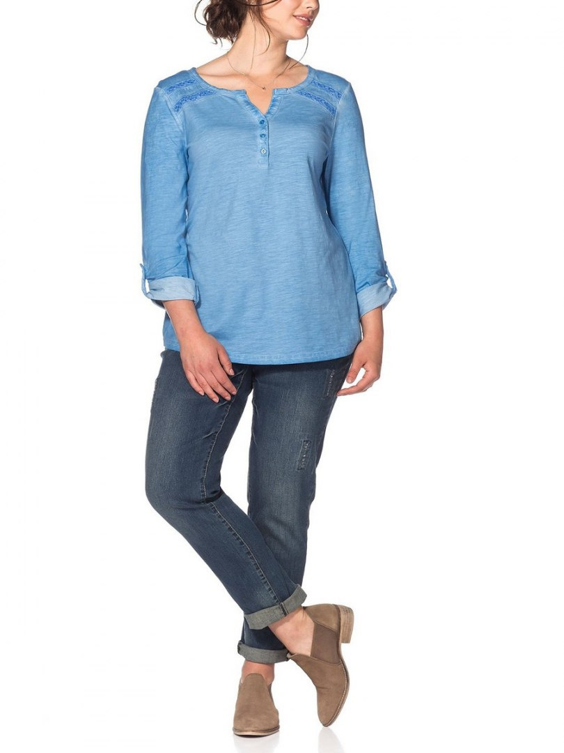 SHEEGO KLASYCZNA BLUZKA HENLEY BŁĘKIT SH110 SHEEGO KLASYCZNA BLUZKA HENLEY BŁĘKIT SH110