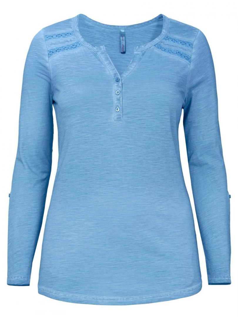 SHEEGO KLASYCZNA BLUZKA HENLEY BŁĘKIT SH110 SHEEGO KLASYCZNA BLUZKA HENLEY BŁĘKIT SH110