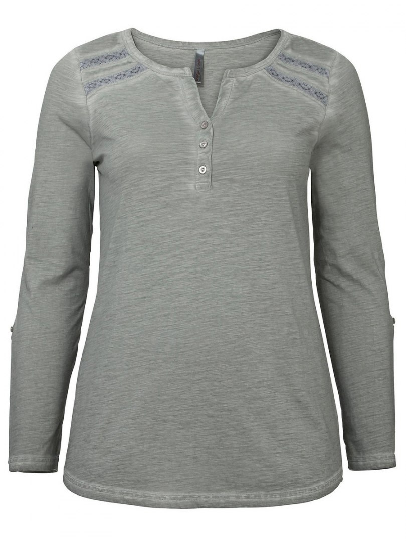 SHEEGO KLASYCZNA BLUZKA HENLEY SZARY SH112 SHEEGO KLASYCZNA BLUZKA HENLEY SZARY SH112