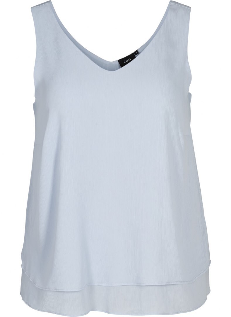 ZIZZI ELEGANCKI BŁĘKITNY TOP FALBANA 537A ZIZZI ELEGANCKI BŁĘKITNY TOP FALBANA 537A