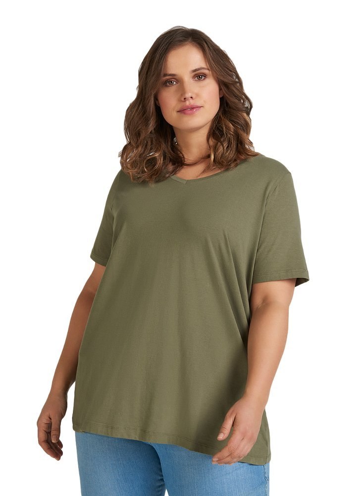 ZIZZI BLUZKA BASIC T-SHIRT OLIWKA 002A ZIZZI BLUZKA BASIC T-SHIRT OLIWKA 002A