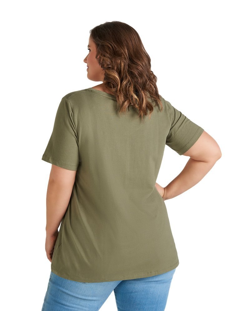 ZIZZI BLUZKA BASIC T-SHIRT OLIWKA 002A ZIZZI BLUZKA BASIC T-SHIRT OLIWKA 002A