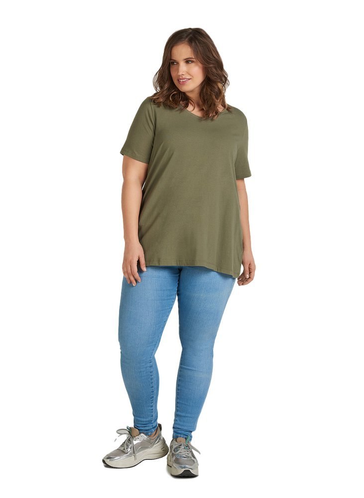 ZIZZI BLUZKA BASIC T-SHIRT OLIWKA 002A ZIZZI BLUZKA BASIC T-SHIRT OLIWKA 002A