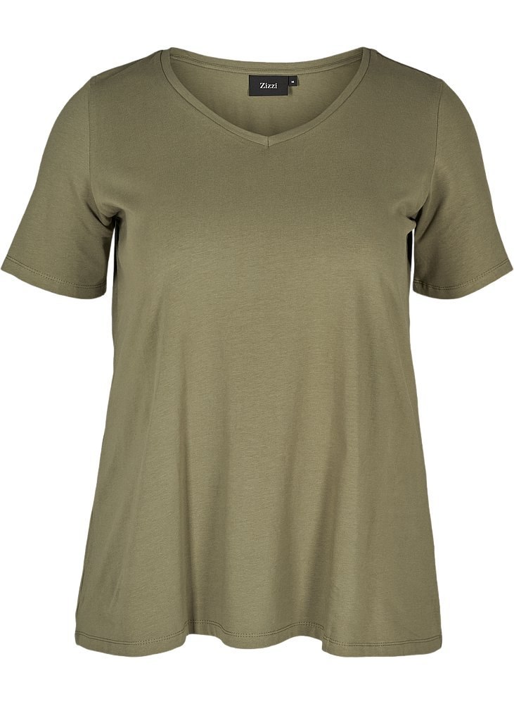 ZIZZI BLUZKA BASIC T-SHIRT OLIWKA 002A ZIZZI BLUZKA BASIC T-SHIRT OLIWKA 002A