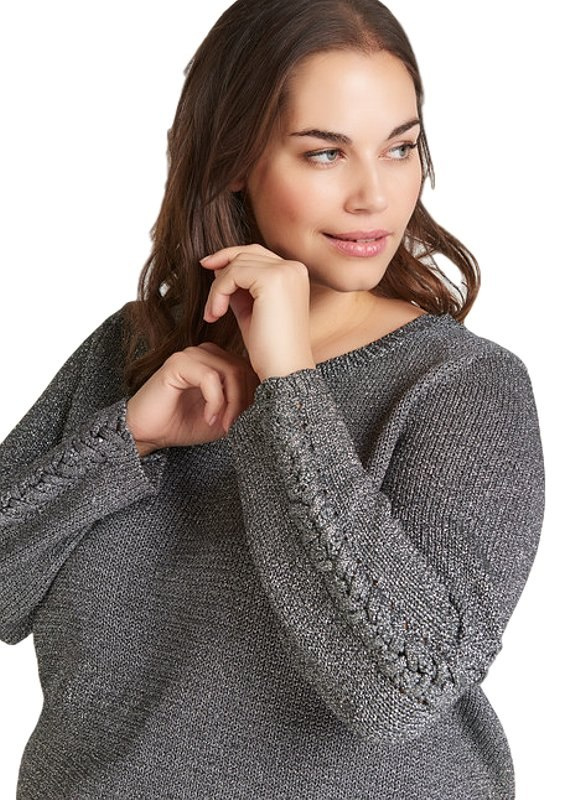 ZIZZI MIENIĄCY SIĘ SWETER WARKOCZ SZARY 031A ZIZZI MIENIĄCY SIĘ SWETER WARKOCZ SZARY 031A