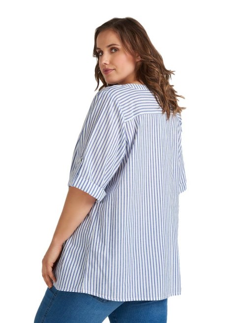 ZIZZI BAWEŁNIANIA KOSZULA W PASKI 027C ZIZZI BAWEŁNIANIA KOSZULA W PASKI 027C