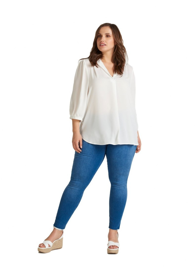 ZIZZI BIAŁA ELEGANCKA BLUZKA BUFKI 765A ZIZZI BIAŁA ELEGANCKA BLUZKA BUFKI 765A