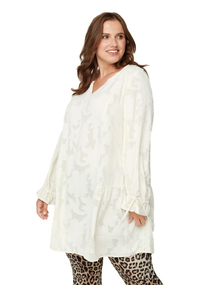 ZIZZI KREMOWA ELEGANCKA TUNIKA WZORY 802A ZIZZI KREMOWA ELEGANCKA TUNIKA WZORY 802A