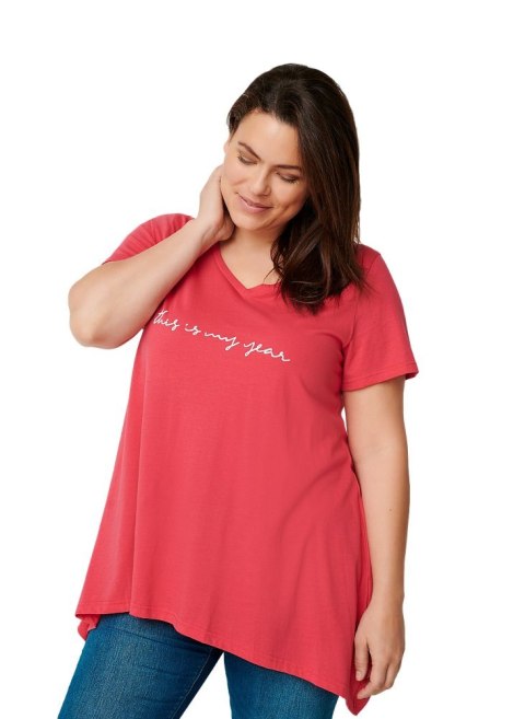 ZIZZI MODNY RÓŻOWY T-SHIRT NAPIS 539B ZIZZI MODNY RÓŻOWY T-SHIRT NAPIS 539B