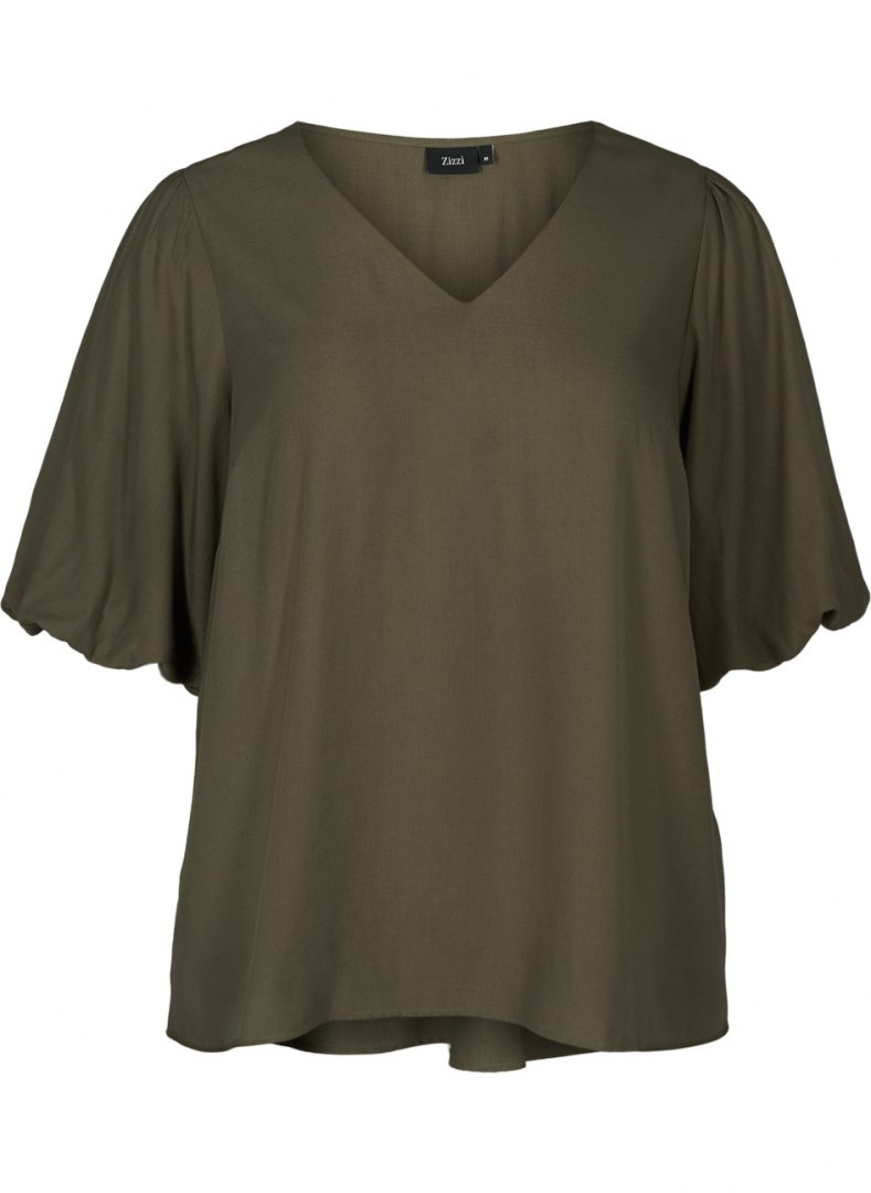 ZIZZI UROCZA BLUZKA BUFFKI KHAKI 824A ZIZZI UROCZA BLUZKA BUFFKI KHAKI 824A