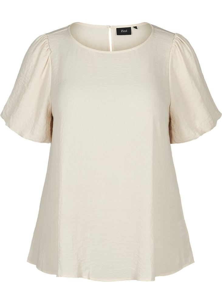 ZIZZI ELEGANCKA BLUZKA BUFKI BEŻ 339A ZIZZI ELEGANCKA BLUZKA BUFKI BEŻ 339A