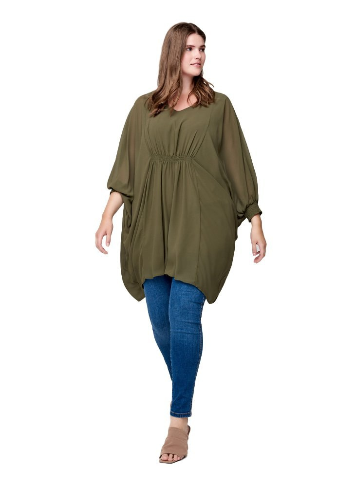 ZIZZI ELEGANCKA ZWIEWNA TUNIKA KHAKI 165C ZIZZI ELEGANCKA ZWIEWNA TUNIKA KHAKI 165C