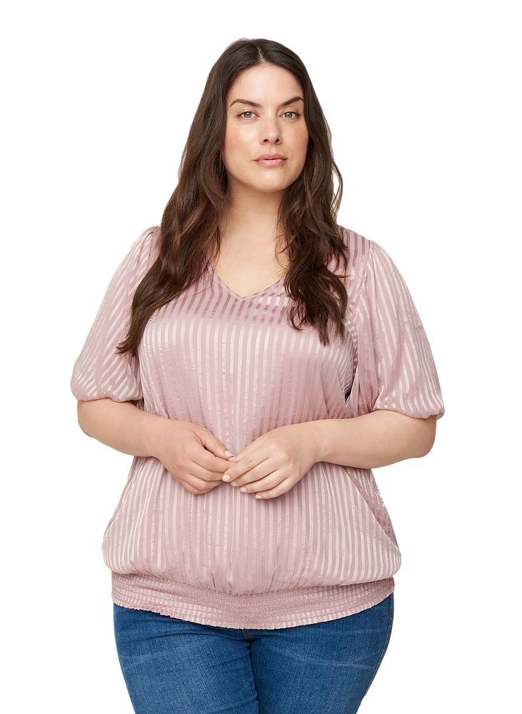 ZIZZI ELEGANCKA BLUZKA RÓŻOWA PASKI 624B ZIZZI ELEGANCKA BLUZKA RÓŻOWA PASKI 624B