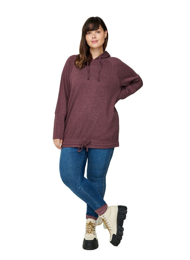 ZIZZI BORDOWA BLUZA Z KAPTUREM 043A ZIZZI BORDOWA BLUZA Z KAPTUREM 043A