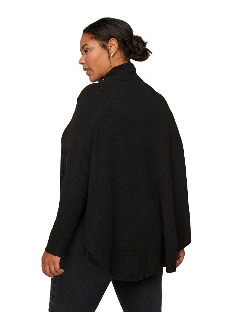 ZIZZI KOBIECE CZARNE PONCZO SWETER 788BW ZIZZI KOBIECE CZARNE PONCZO SWETER 788BW