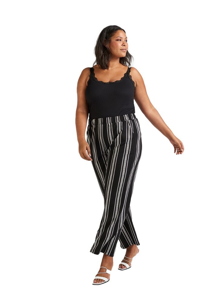 ZIZZI KOBIECE MODNE SPODNIE W PASKI CZARNY 364AW ZIZZI KOBIECE MODNE SPODNIE W PASKI CZARNY 364AW
