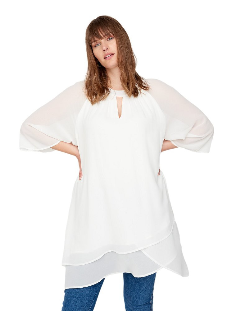 ZIZZI WARSTWOWA ELEGANCKA TUNIKA BIAŁA 534B ZIZZI WARSTWOWA ELEGANCKA TUNIKA BIAŁA 534B