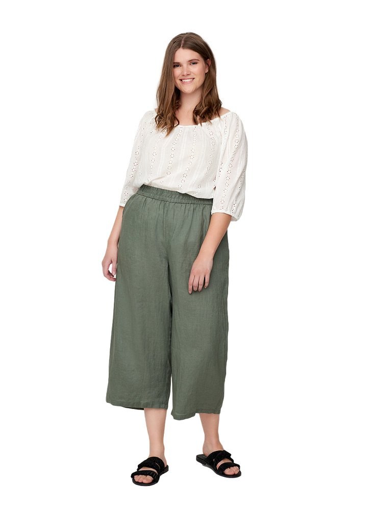 ZIZZI MODNE KHAKI SPODNIE SZEROKIE 522B ZIZZI MODNE KHAKI SPODNIE SZEROKIE 522B
