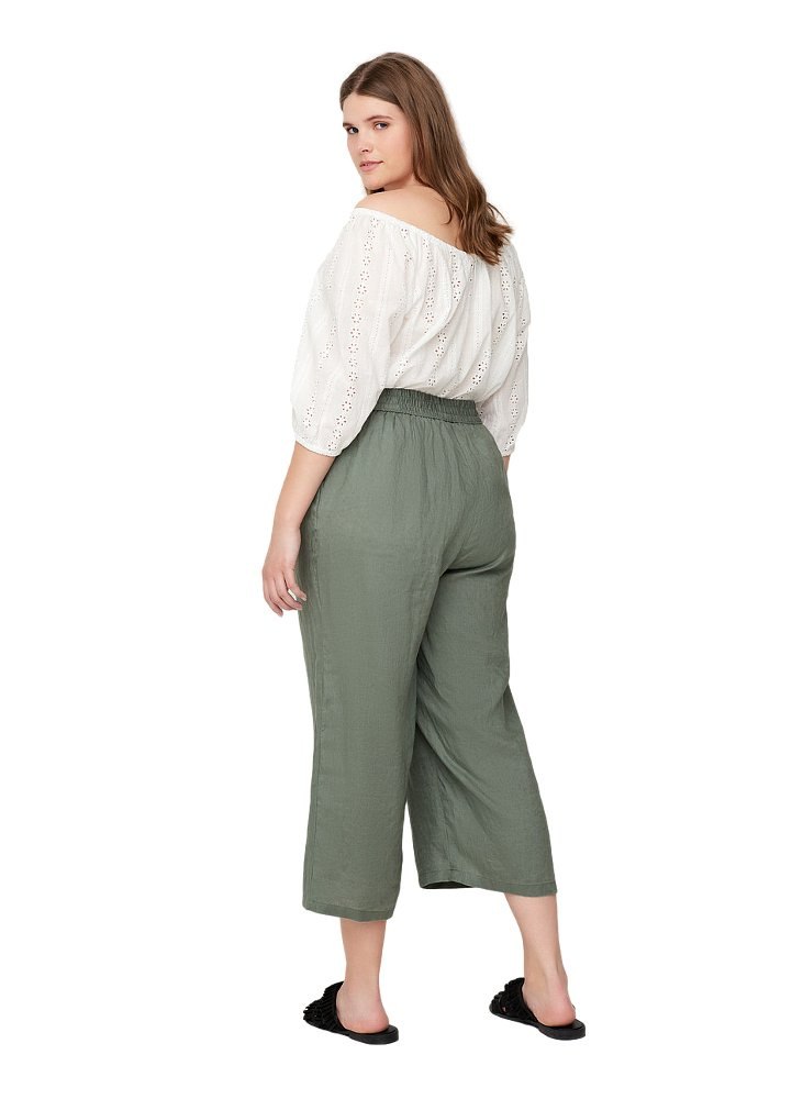ZIZZI MODNE KHAKI SPODNIE SZEROKIE 522B ZIZZI MODNE KHAKI SPODNIE SZEROKIE 522B
