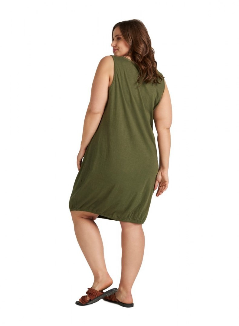 ZIZZI WYGODNA BAWEŁNIANA SUKIENKA KHAKI 013F ZIZZI WYGODNA BAWEŁNIANA SUKIENKA KHAKI 013F