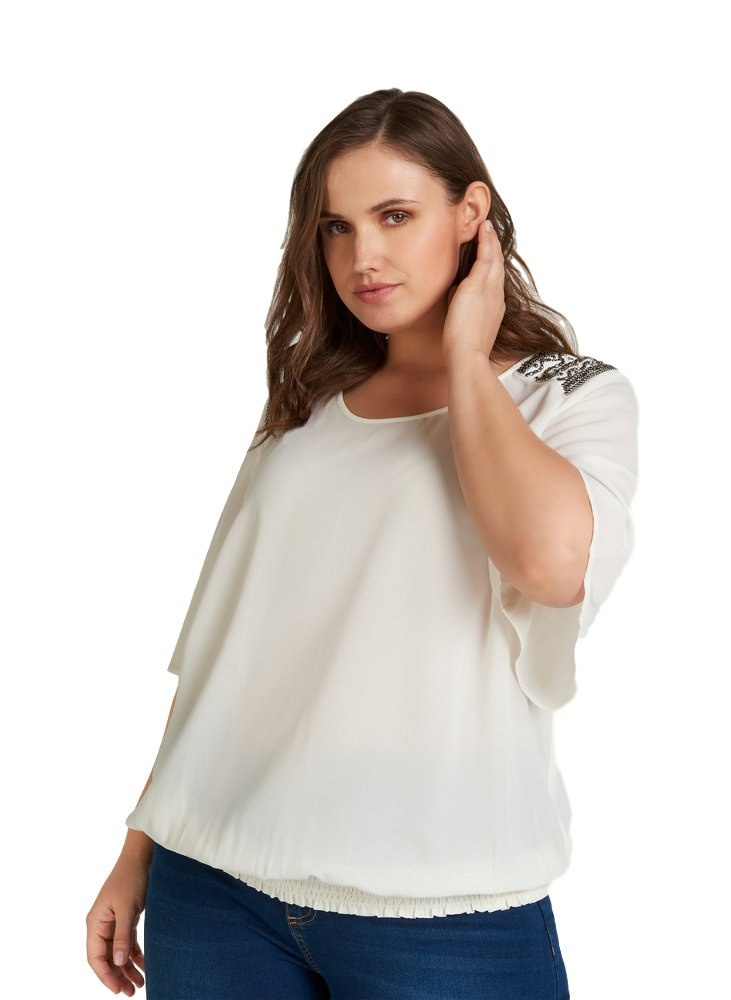 ZIZZI ELEGANCKA BIAŁA BLUZKA ZDOBIENIA 784A ZIZZI ELEGANCKA BIAŁA BLUZKA ZDOBIENIA 784A