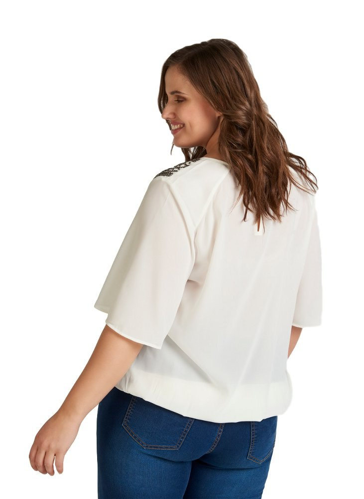 ZIZZI ELEGANCKA BIAŁA BLUZKA ZDOBIENIA 784A ZIZZI ELEGANCKA BIAŁA BLUZKA ZDOBIENIA 784A