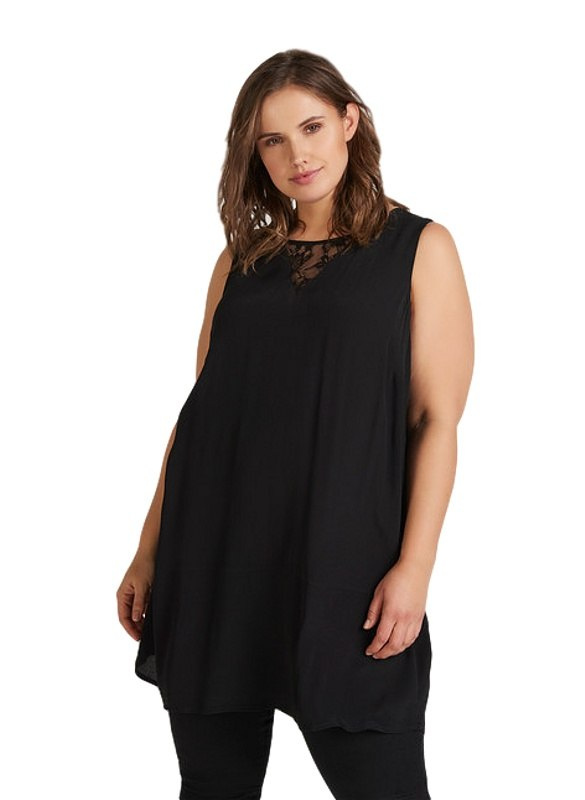 ZIZZI ELEGANCKA CZARNA TUNIKA KORONKA 238A ZIZZI ELEGANCKA CZARNA TUNIKA KORONKA 238A