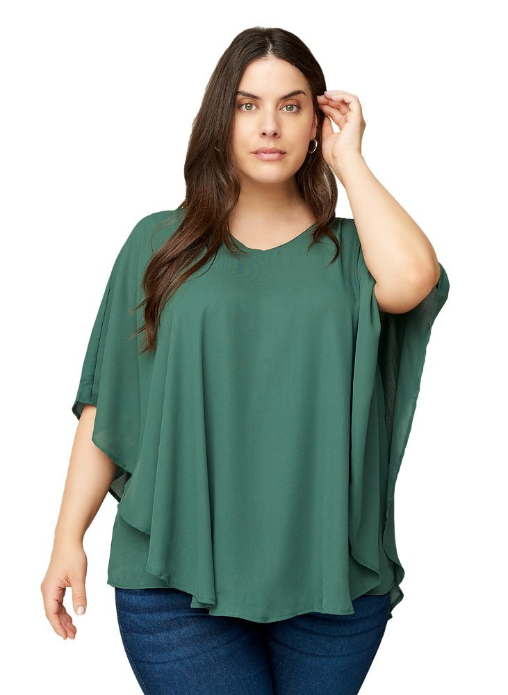ZIZZI ELEGANCKA TUNIKA NIETOPERZ ZIELEŃ 098B ZIZZI ELEGANCKA TUNIKA NIETOPERZ ZIELEŃ 098B