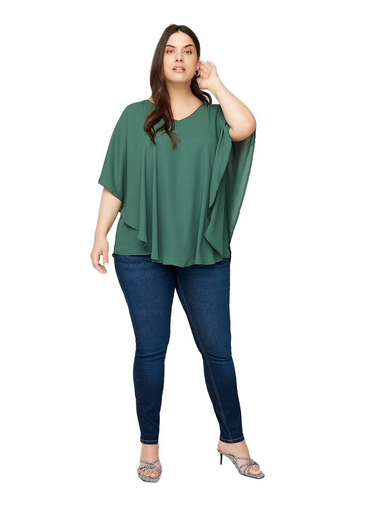 ZIZZI ELEGANCKA TUNIKA NIETOPERZ ZIELEŃ 098B ZIZZI ELEGANCKA TUNIKA NIETOPERZ ZIELEŃ 098B