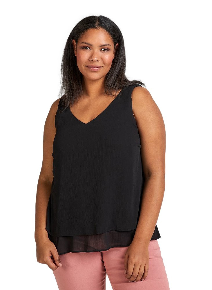 ZIZZI ELEGANCKI CZARNY TOP FALBANA 537A ZIZZI ELEGANCKI CZARNY TOP FALBANA 537A