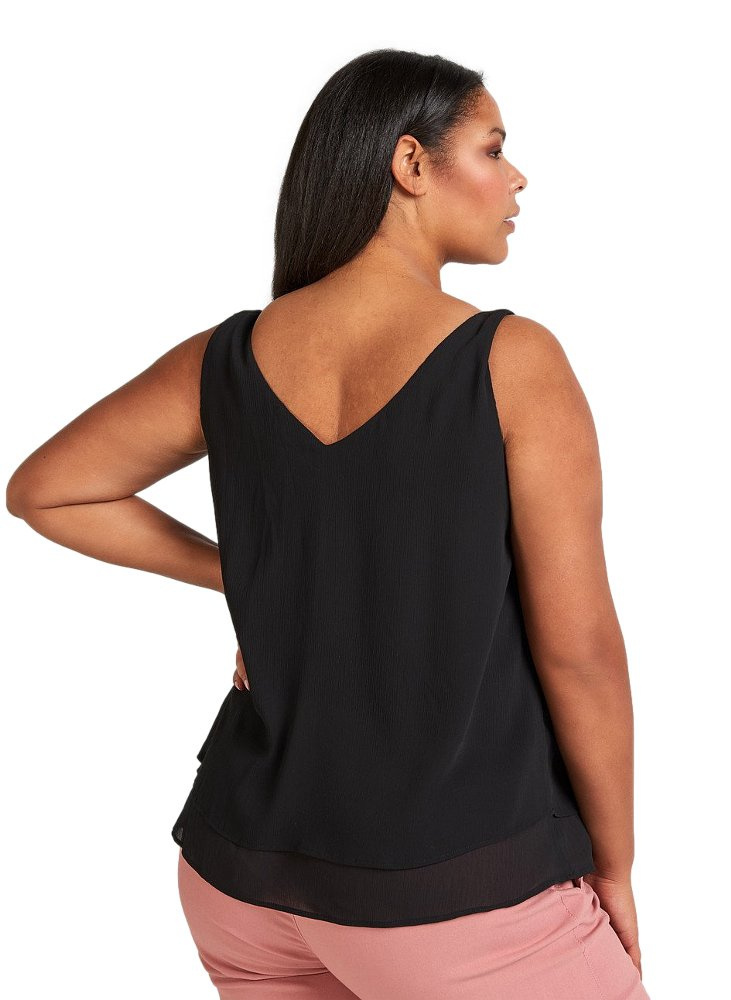ZIZZI ELEGANCKI CZARNY TOP FALBANA 537A ZIZZI ELEGANCKI CZARNY TOP FALBANA 537A