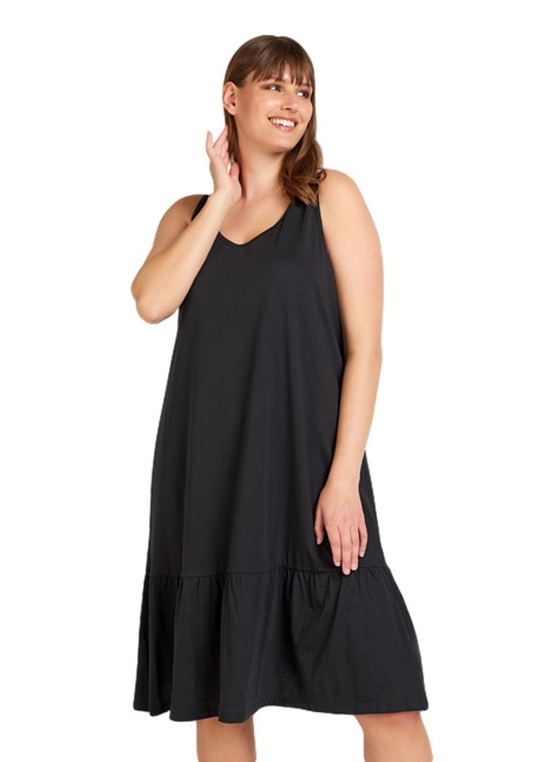 ZIZZI LETNIA CZARNA SUKIENKA FALBANKA 148B ZIZZI LETNIA CZARNA SUKIENKA FALBANKA 148B