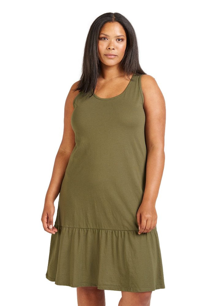 ZIZZI LETNIA OLIWKOWA SUKIENKA FALBANKA 148B ZIZZI LETNIA OLIWKOWA SUKIENKA FALBANKA 148B