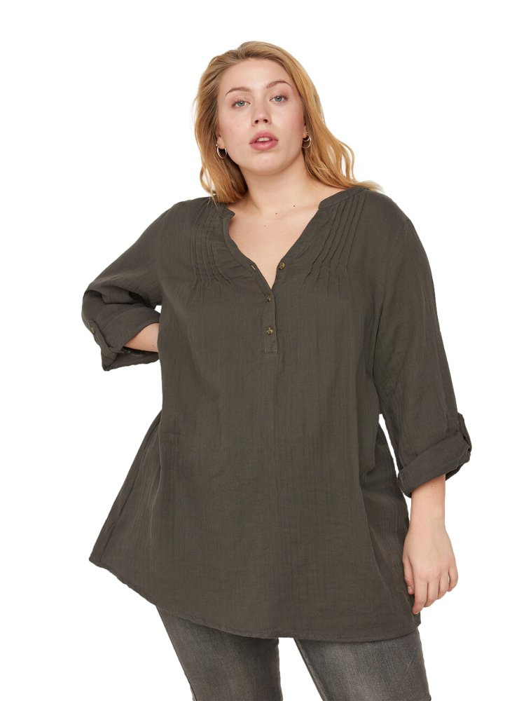 ZIZZI BAWEŁNIANA BRĄZOWA TUNIKA 037C ZIZZI BAWEŁNIANA BRĄZOWA TUNIKA 037C