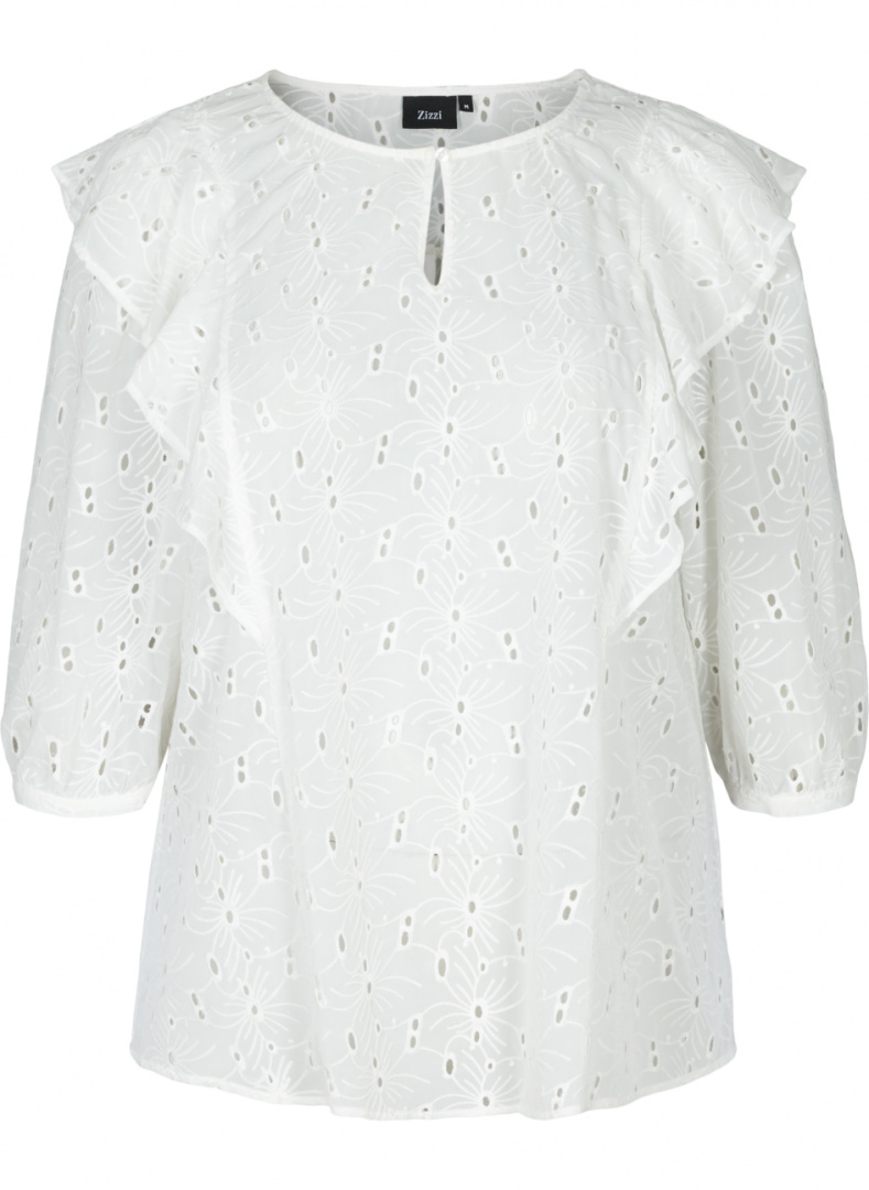 ZIZZI ELEGANCKA BIAŁA BLUZKA HAFTY 077B ZIZZI ELEGANCKA BIAŁA BLUZKA HAFTY 077B