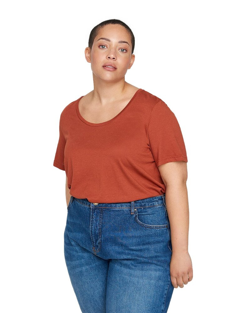 ZIZZI KLASYCZNA BLUZKA BASIC RUDA 803B ZIZZI KLASYCZNA BLUZKA BASIC RUDA 803B