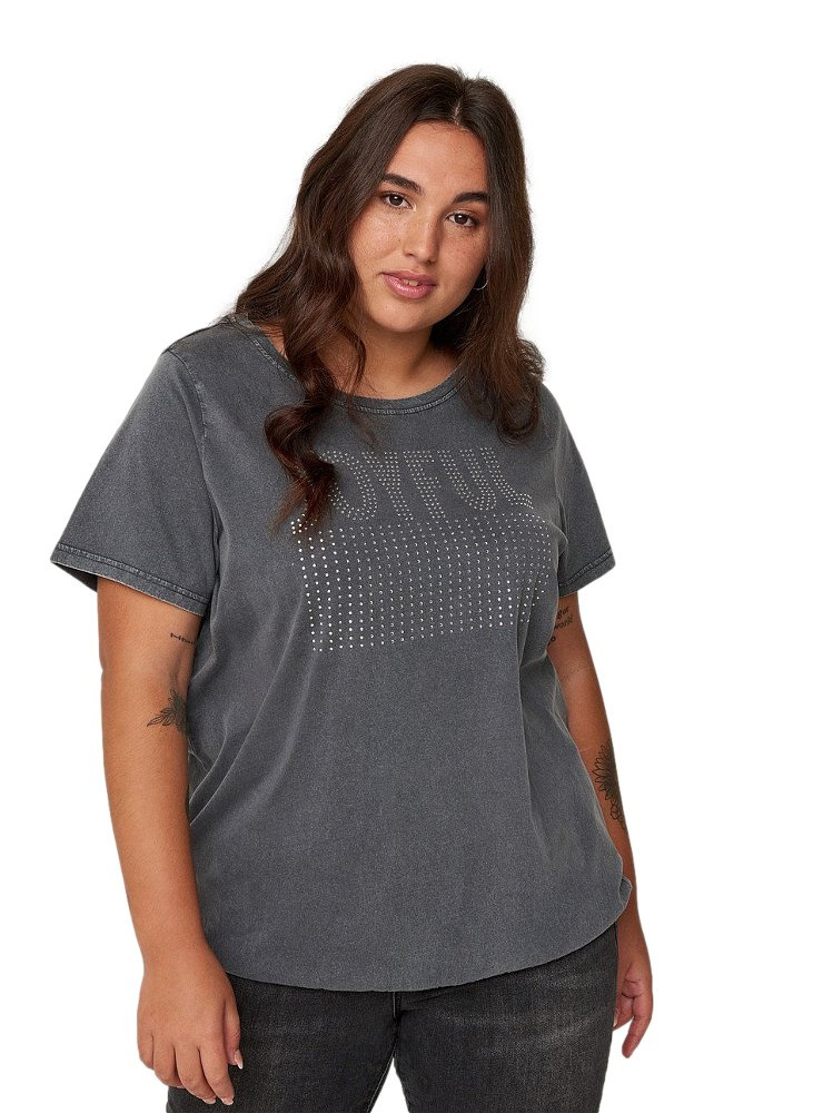 ZIZZI WYGODNY SZARY T-SHIRT NAPIS 283AW ZIZZI WYGODNY SZARY T-SHIRT NAPIS 283AW