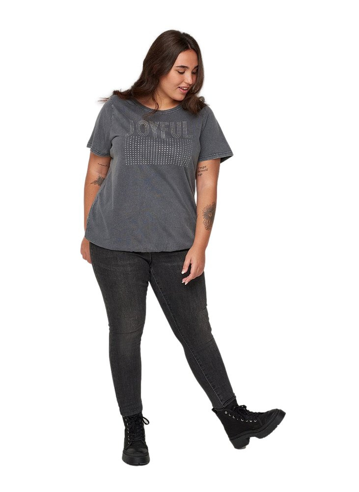 ZIZZI WYGODNY SZARY T-SHIRT NAPIS 283AW ZIZZI WYGODNY SZARY T-SHIRT NAPIS 283AW