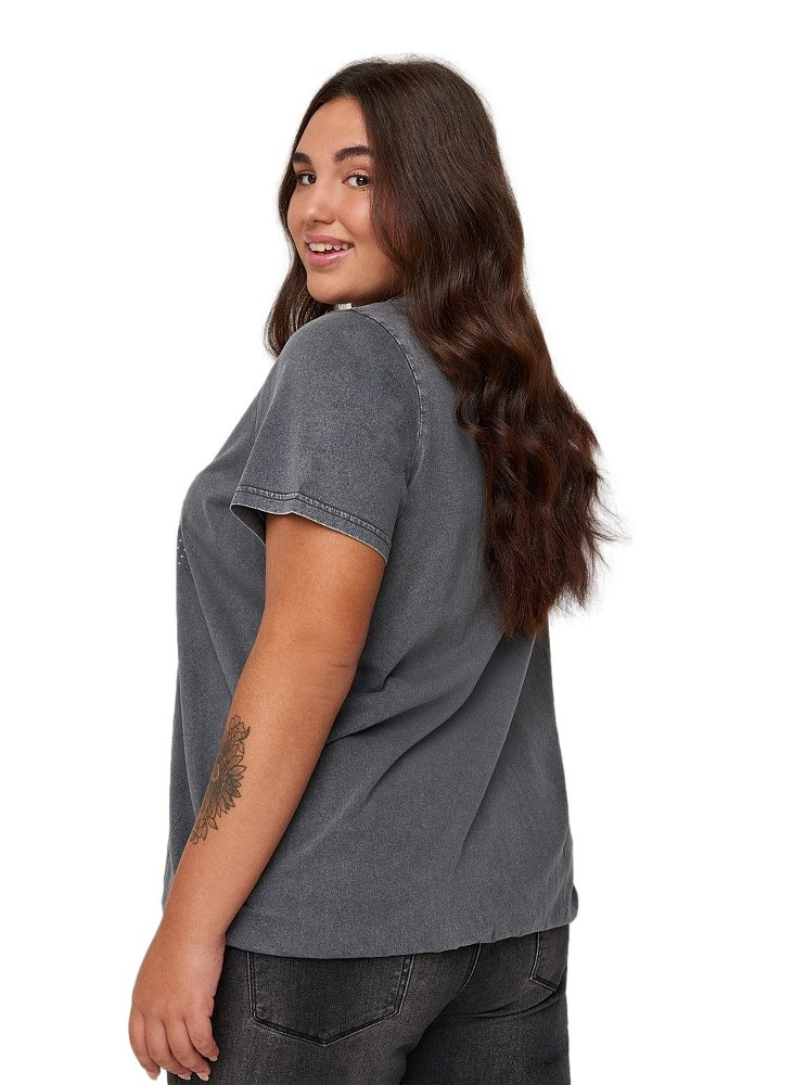 ZIZZI WYGODNY SZARY T-SHIRT NAPIS 283AW ZIZZI WYGODNY SZARY T-SHIRT NAPIS 283AW