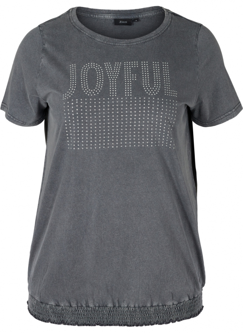 ZIZZI WYGODNY SZARY T-SHIRT NAPIS 283AW ZIZZI WYGODNY SZARY T-SHIRT NAPIS 283AW