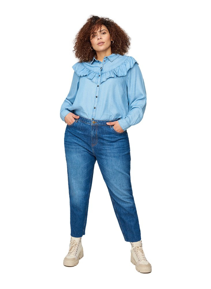ZIZZI JEANSOWA KOSZULA Z FALBANKĄ 620A ZIZZI JEANSOWA KOSZULA Z FALBANKĄ 620A