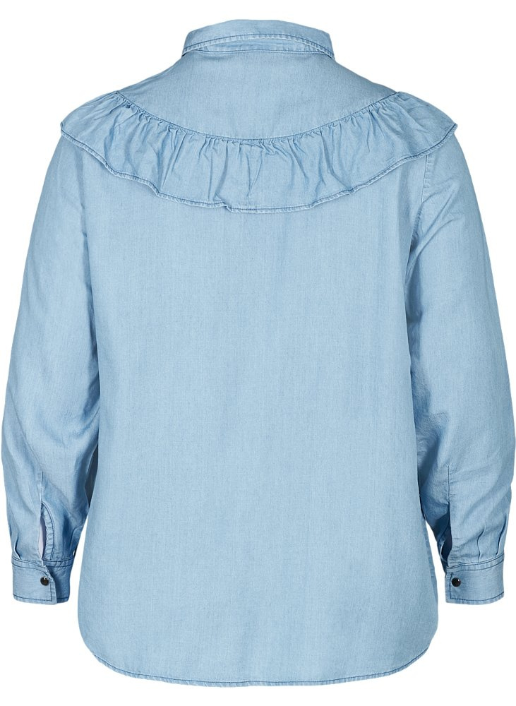 ZIZZI JEANSOWA KOSZULA Z FALBANKĄ 620A ZIZZI JEANSOWA KOSZULA Z FALBANKĄ 620A