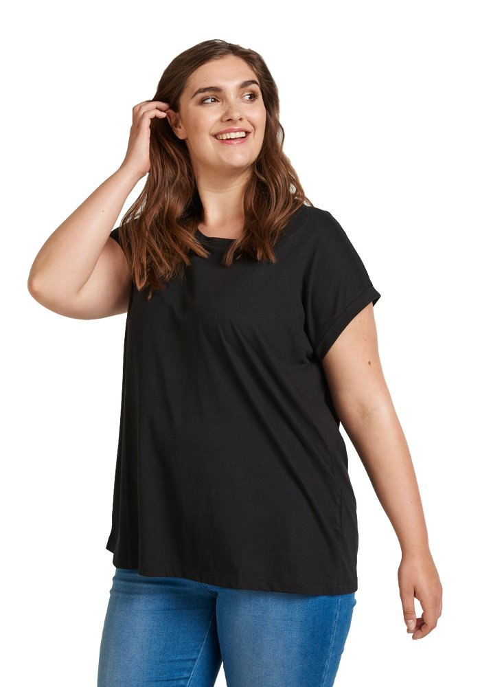 ZIZZI KLASYCZNY CZARNY T-SHIRT 148A ZIZZI KLASYCZNY CZARNY T-SHIRT 148A